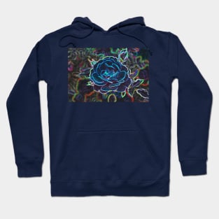 Swirly Blue Neon Rose Hoodie